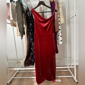 Red velvet dress